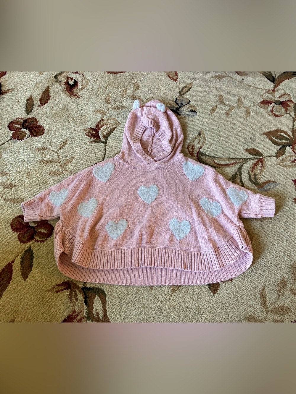 GAP Light Pink Knit Hooded Poncho
